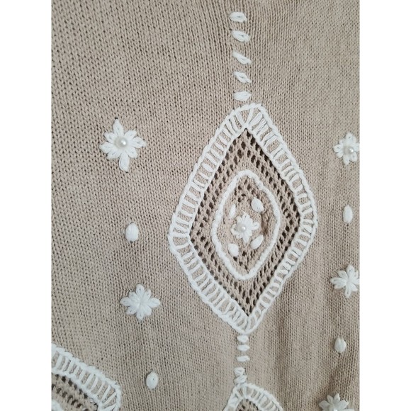 Vintage Worthington Sweater Large Crochet Embroidered Grandmacore - Picture 5 of 12